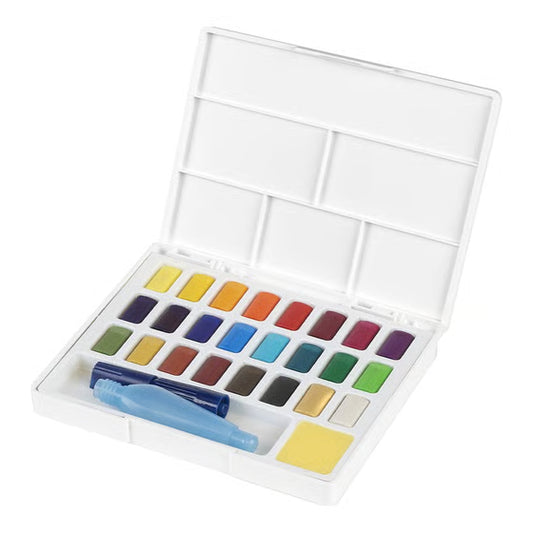 Boîte d'aquarelle FABER CASTELL Demi-Godets 24 pastilles de couleurs assorties